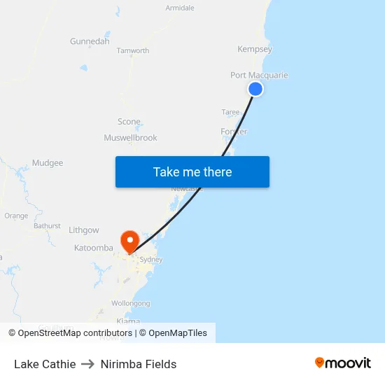 Lake Cathie to Nirimba Fields map