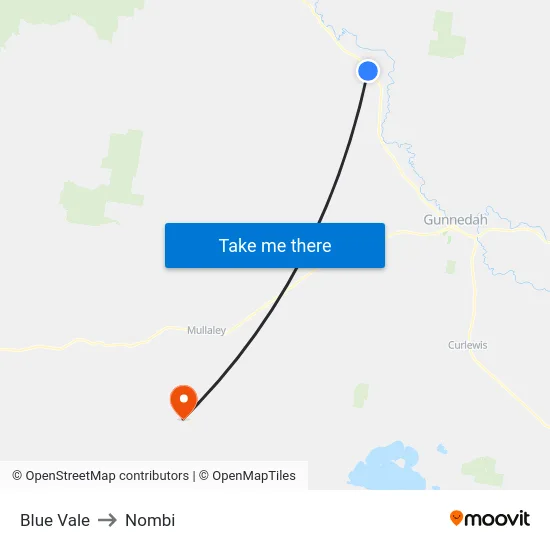 Blue Vale to Nombi map