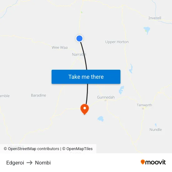 Edgeroi to Nombi map