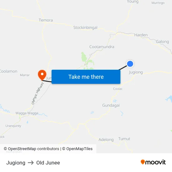 Jugiong to Old Junee map