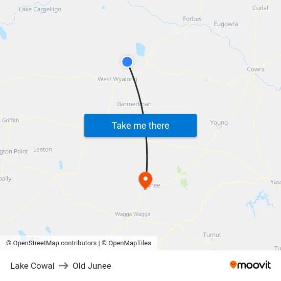 Lake Cowal to Old Junee map