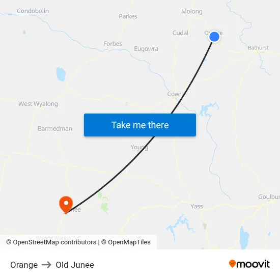 Orange to Old Junee map