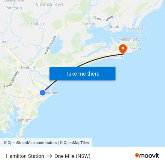 Hamilton Station to One Mile (NSW) map