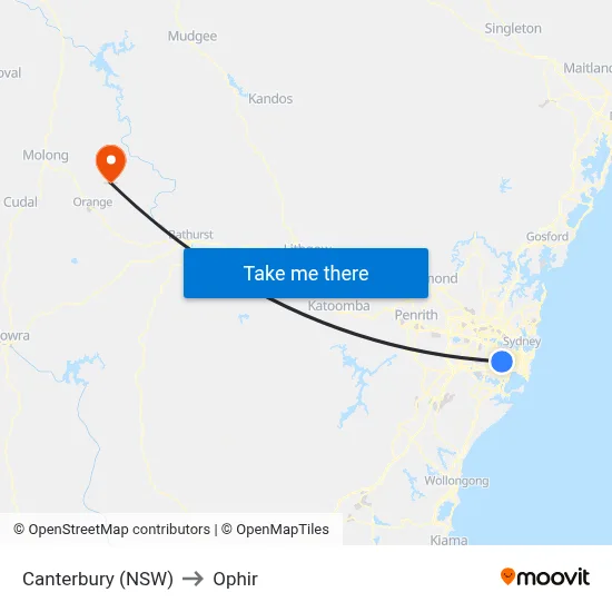 Canterbury (NSW) to Ophir map