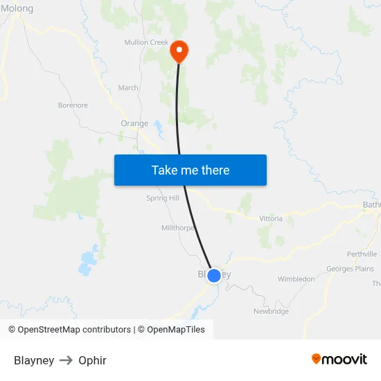 Blayney to Ophir map