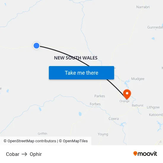 Cobar to Ophir map