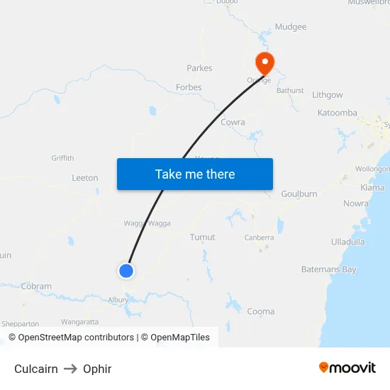 Culcairn to Ophir map