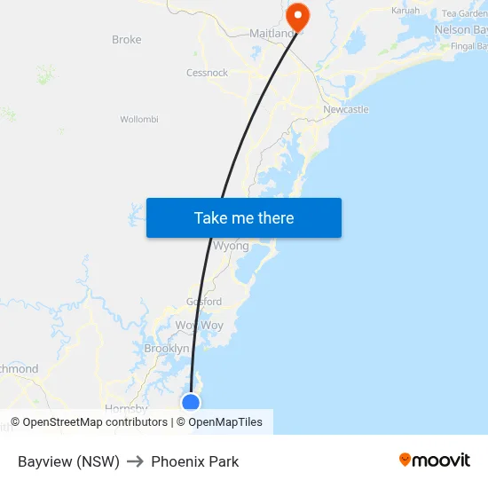 Bayview (NSW) to Phoenix Park map