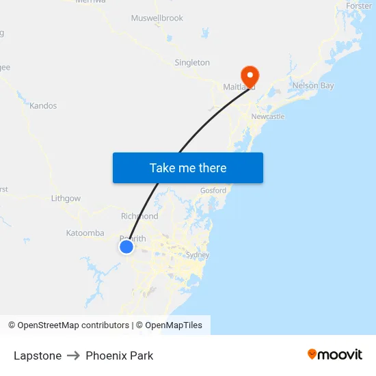 Lapstone to Phoenix Park map