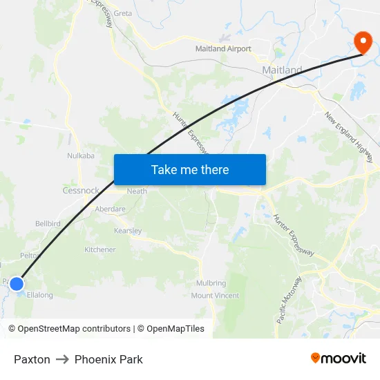 Paxton to Phoenix Park map