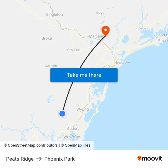 Peats Ridge to Phoenix Park map