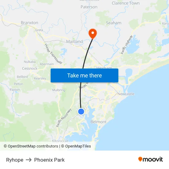 Ryhope to Phoenix Park map