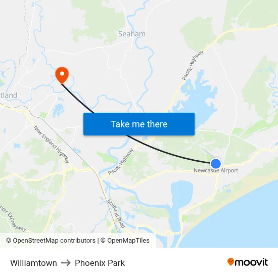 Williamtown to Phoenix Park map