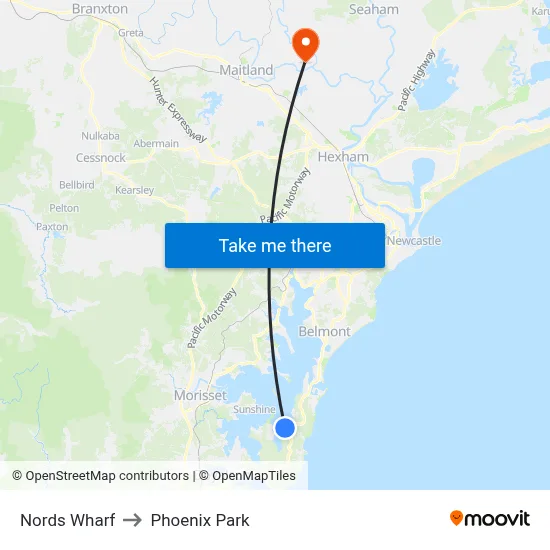 Nords Wharf to Phoenix Park map