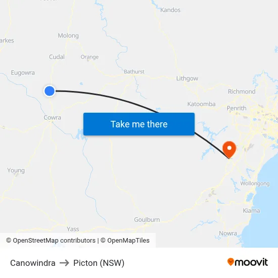 Canowindra to Picton (NSW) map