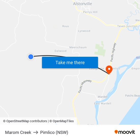 Marom Creek to Pimlico (NSW) map