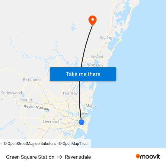 Green Square Station to Ravensdale map