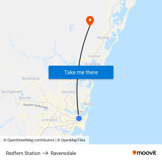 Redfern Station to Ravensdale map