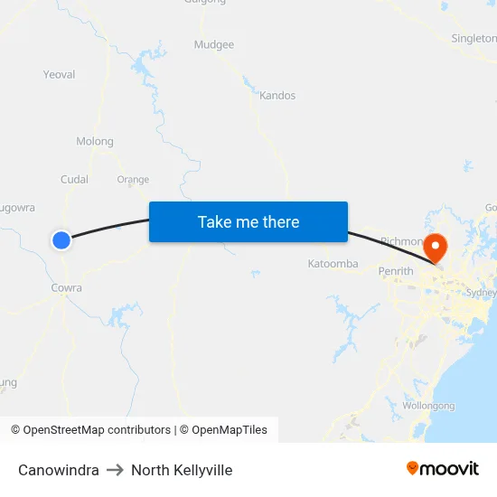 Canowindra to North Kellyville map