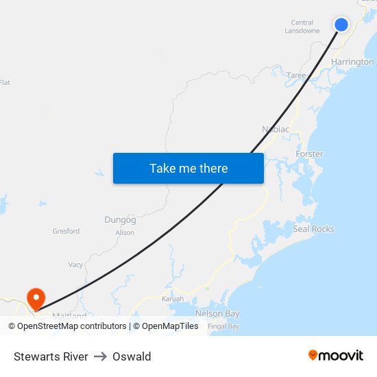 Stewarts River to Oswald map