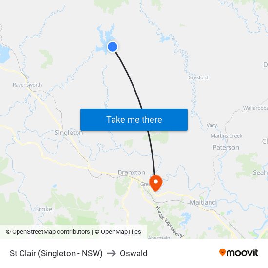 St Clair (Singleton - NSW) to Oswald map