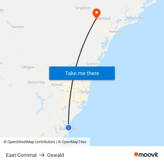 East Corrimal to Oswald map