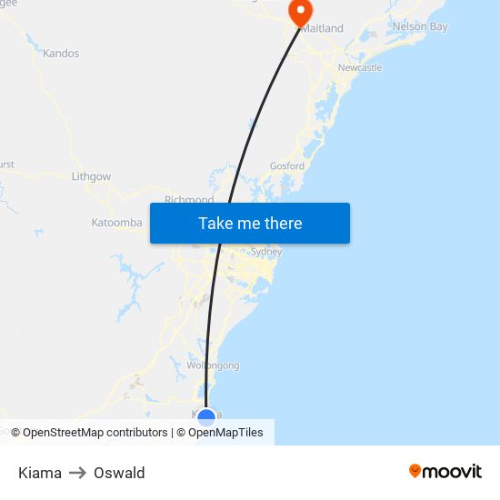 Kiama to Oswald map