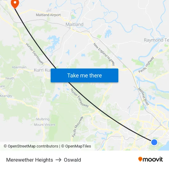 Merewether Heights to Oswald map