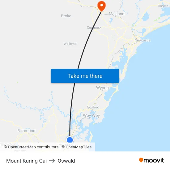 Mount Kuring-Gai to Oswald map
