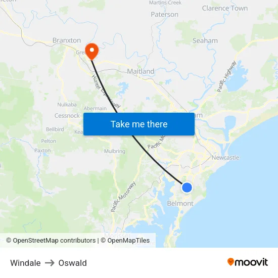 Windale to Oswald map