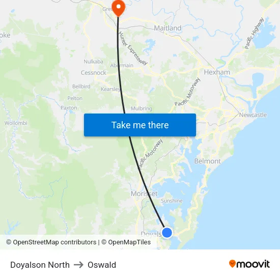 Doyalson North to Oswald map