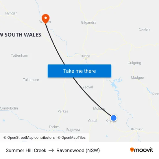 Summer Hill Creek to Ravenswood (NSW) map