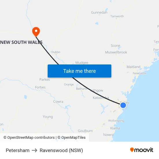Petersham to Ravenswood (NSW) map