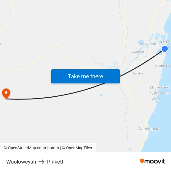 Wooloweyah to Pinkett map