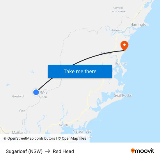 Sugarloaf (NSW) to Red Head map