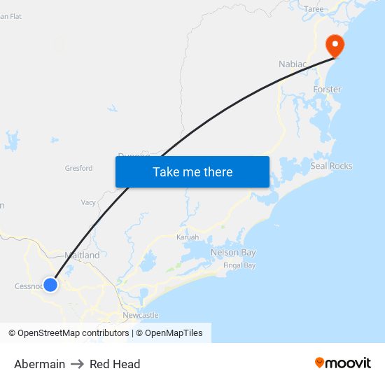 Abermain to Red Head map