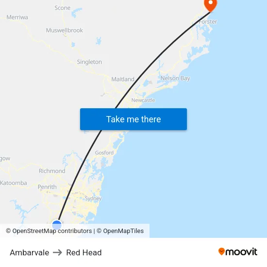 Ambarvale to Red Head map