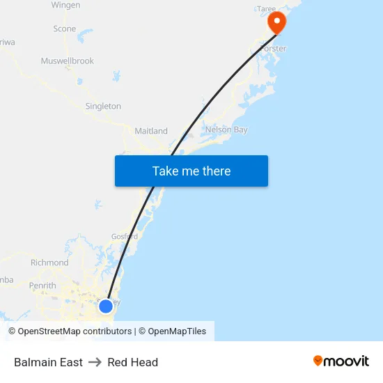 Balmain East to Red Head map