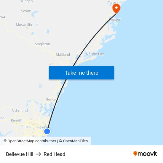Bellevue Hill to Red Head map