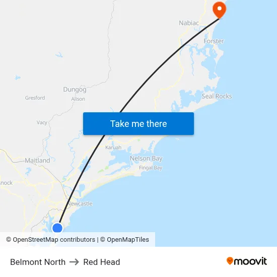 Belmont North to Red Head map