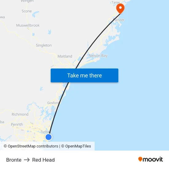 Bronte to Red Head map