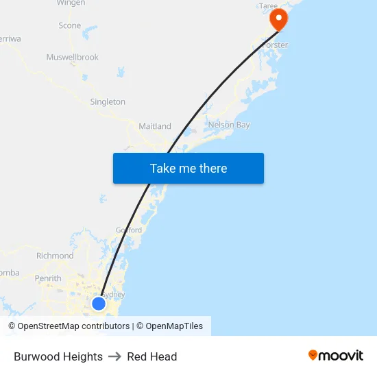 Burwood Heights to Red Head map