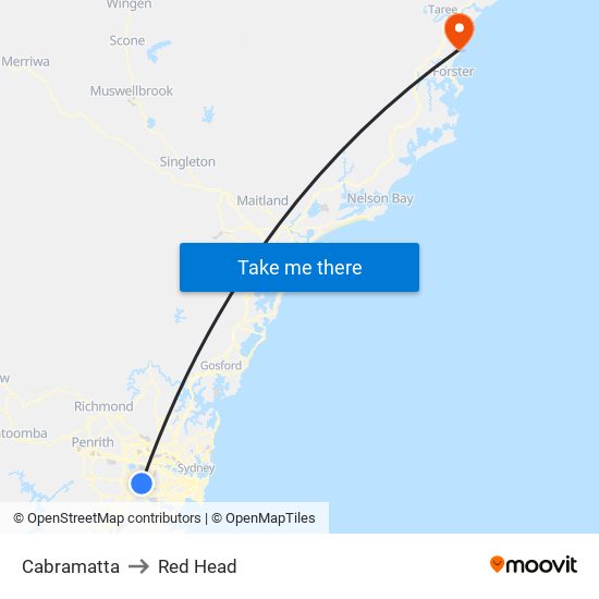 Cabramatta to Red Head map