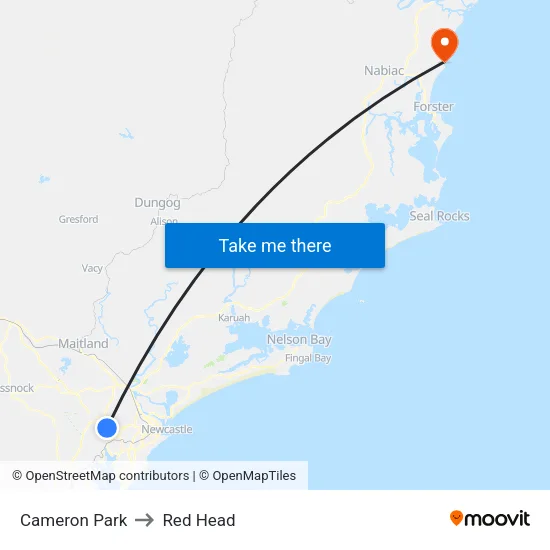 Cameron Park to Red Head map