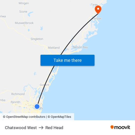 Chatswood West to Red Head map