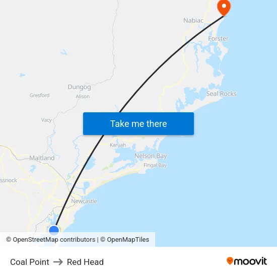 Coal Point to Red Head map