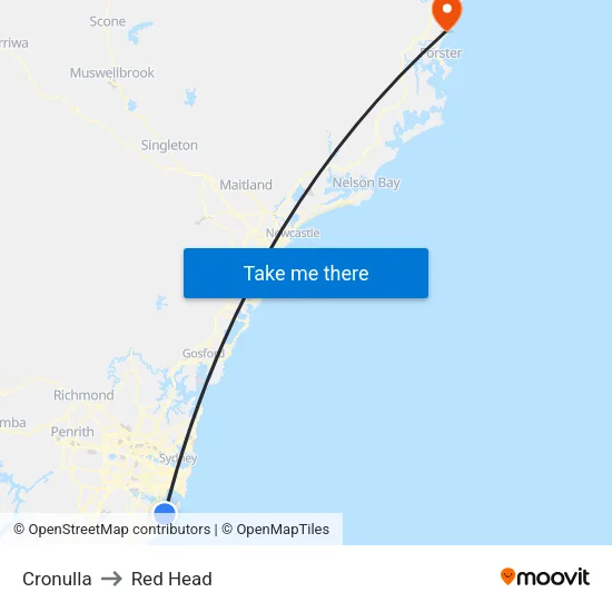 Cronulla to Red Head map