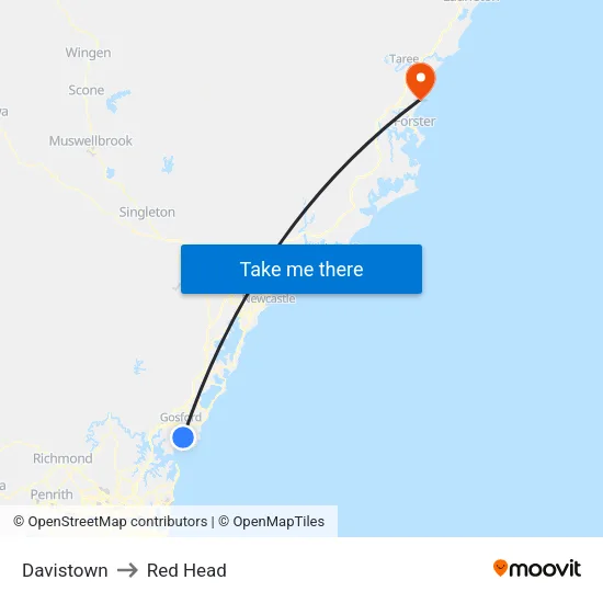 Davistown to Red Head map
