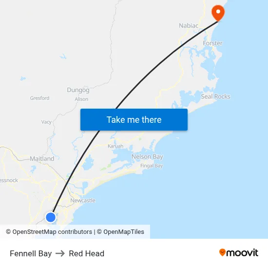 Fennell Bay to Red Head map
