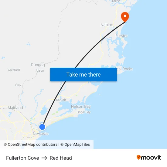 Fullerton Cove to Red Head map